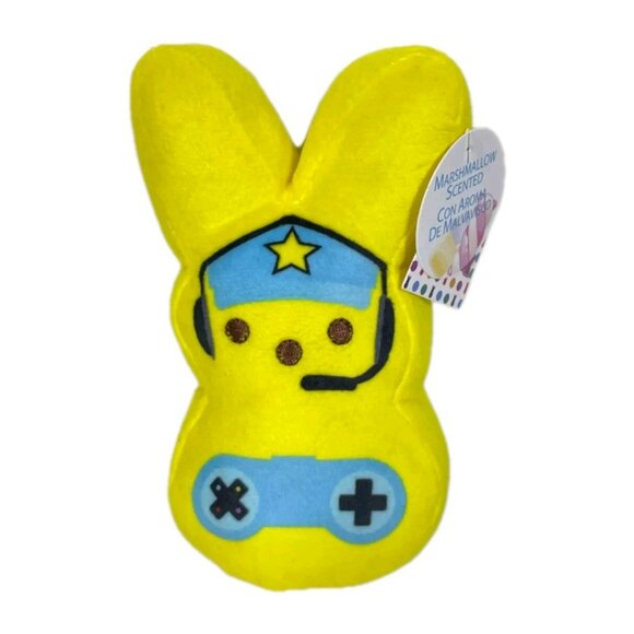 Peeps 6" Video Gamer Scented Easter Plush Bunny Yellow - Picture 1 of 9